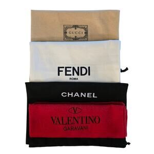 Lot of Designer Dust Bags Gucci, Fendi, Chanel & Valentino Multicolor